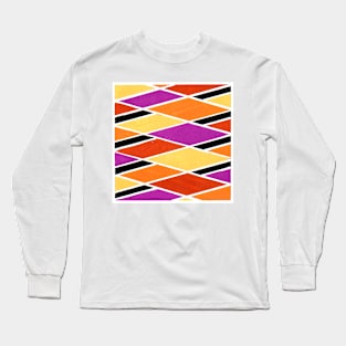 Inverted Purple Orange Yellow Geometric Abstract Acrylic Painting Long Sleeve T-Shirt